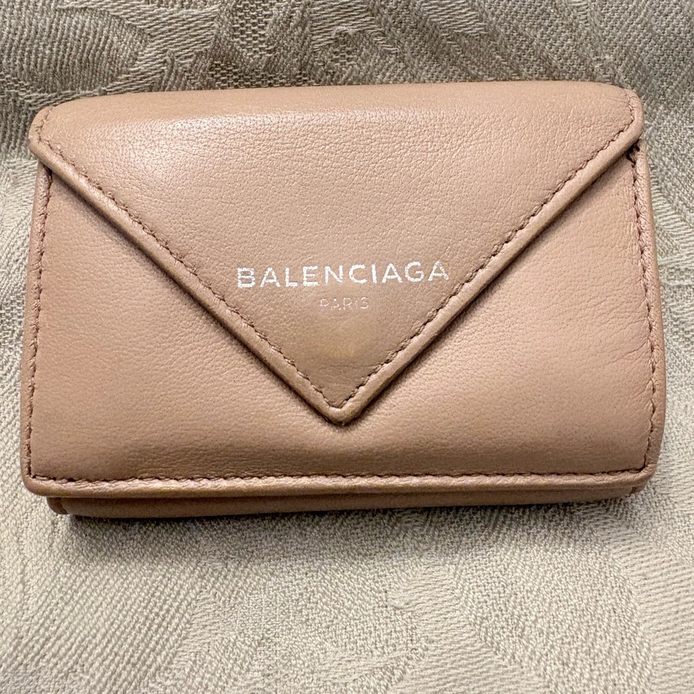 Balenciaga Papier Mini Wallet in Beige Leather - Authentic - Picture 1 of 16